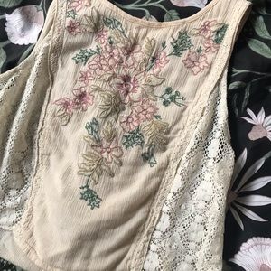 Urban Outfitters Cream Floral Lace Crop Top